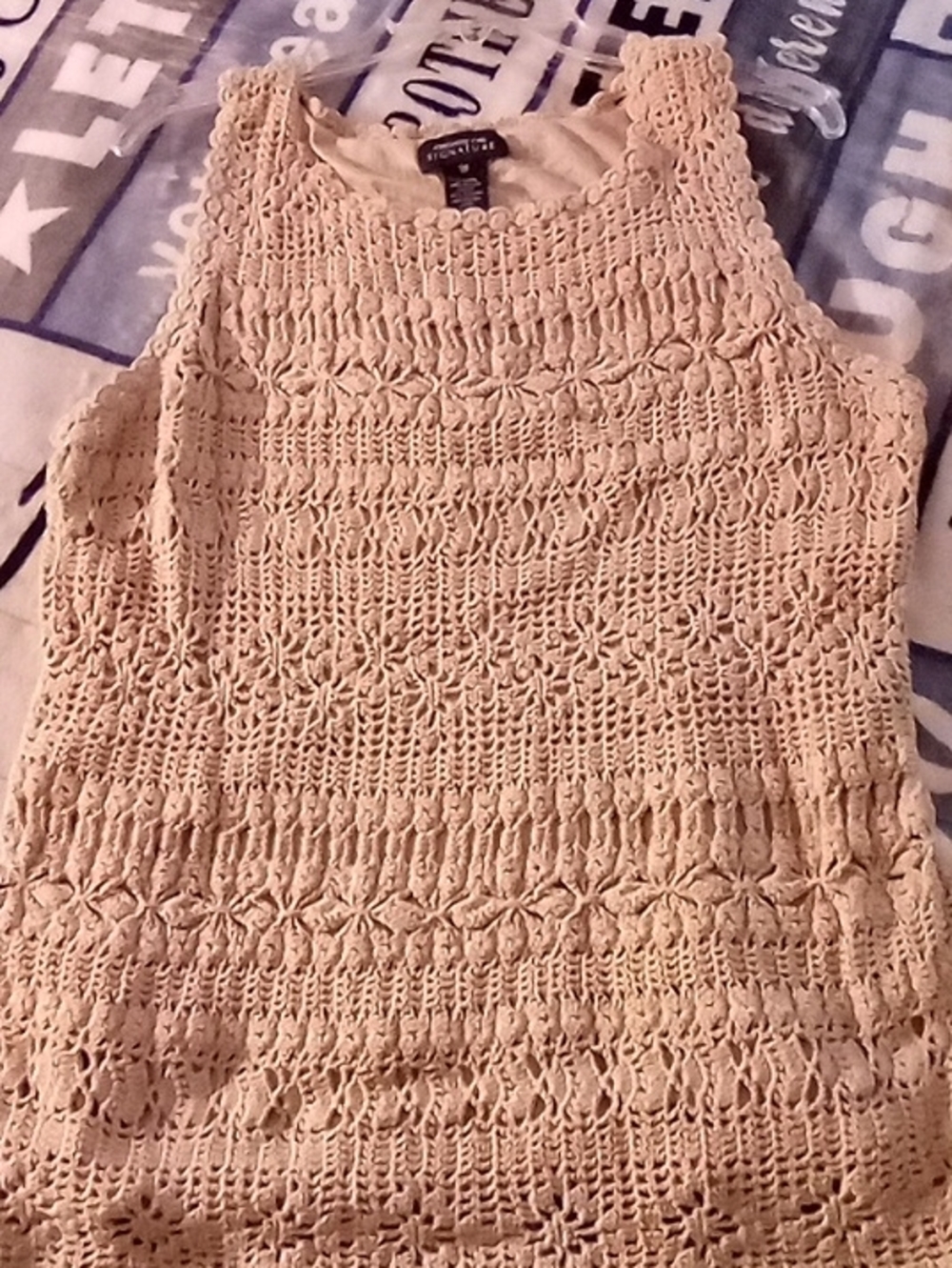 Jones New York Cream Crochet Tank Top